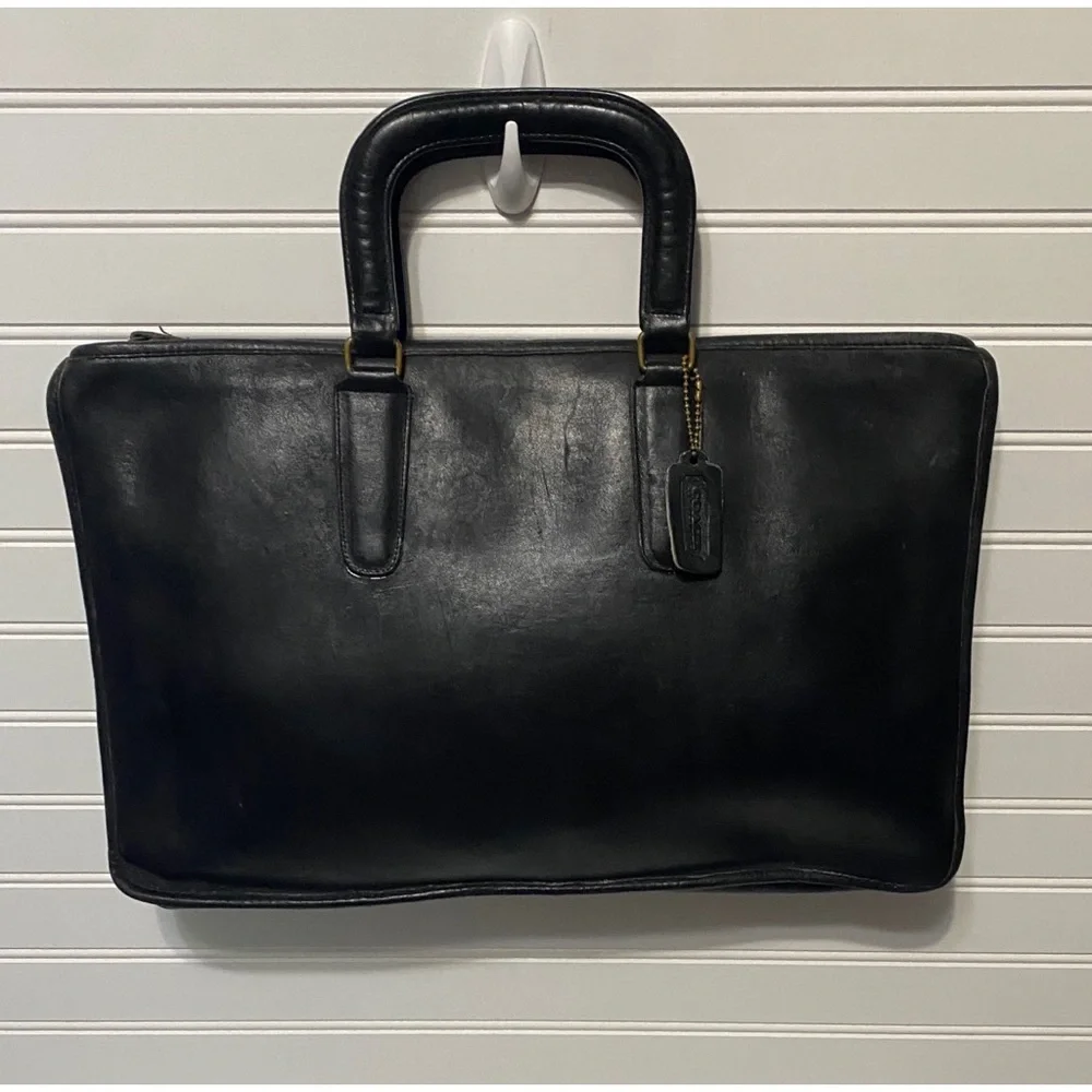 Coach Vintage Bonnie Cashin Black Slim XL Briefcase Shoulder Bag NYC 17 x 10